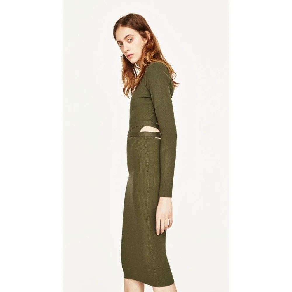 ZARA Knit Cutout Back Midi Dress Women's Size M - Picture 5 of 16